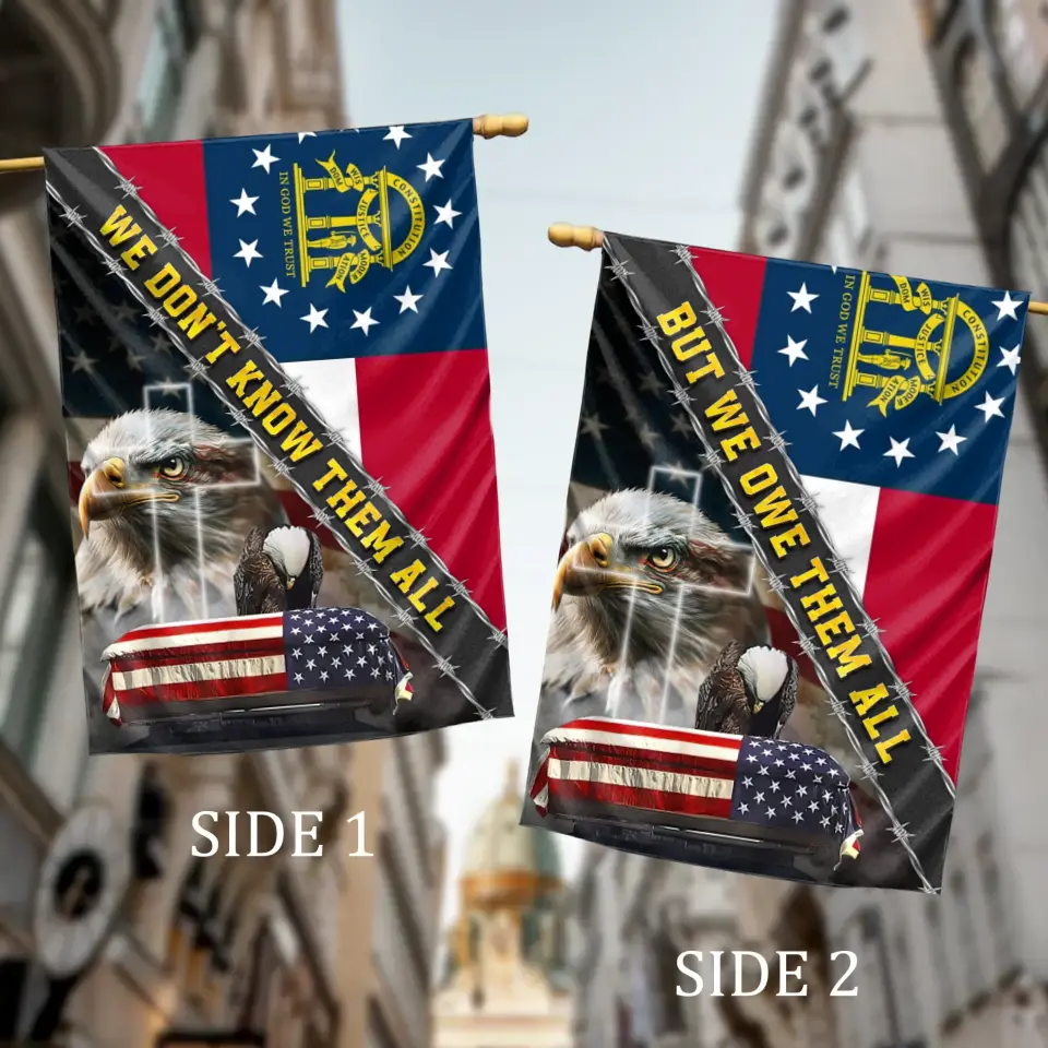 Personalized Memorial Day 2 Sides Flag Sign  - Memorial Day/Independence Day Gift Idea - We Don't Know Them All But We Owe Them All