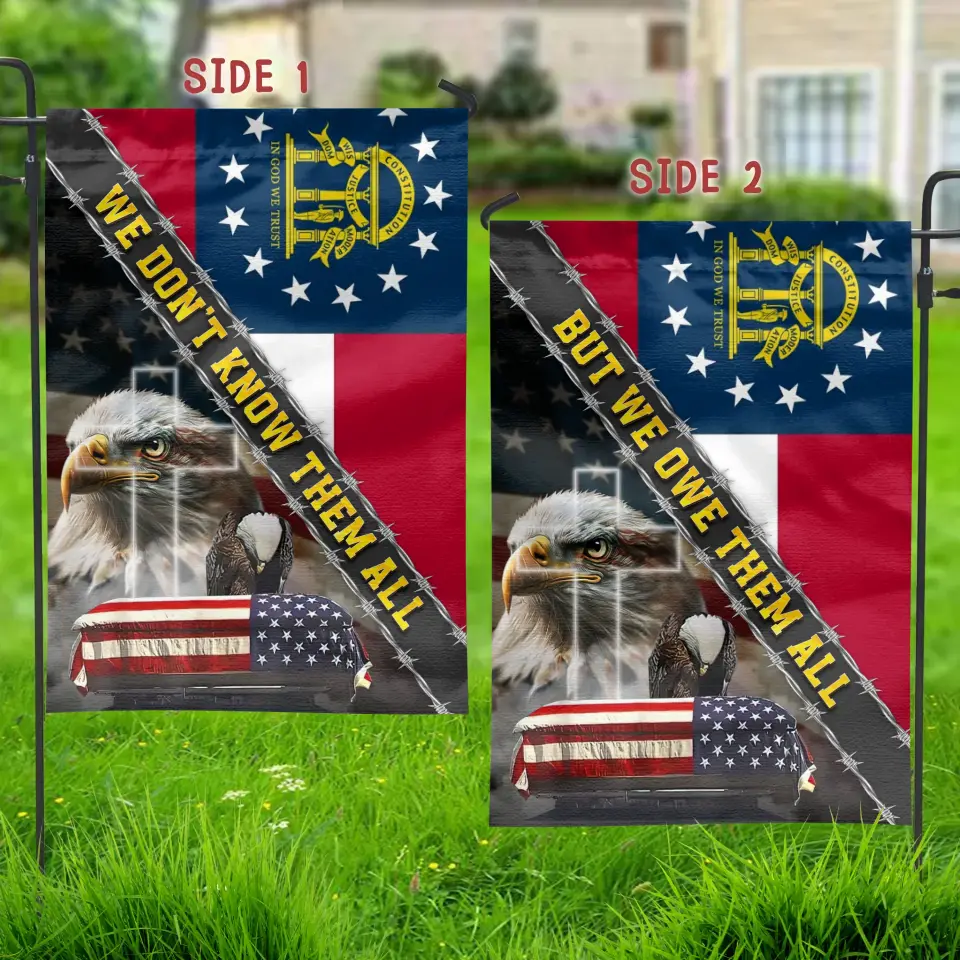 Personalized Memorial Day 2 Sides Flag Sign  - Memorial Day/Independence Day Gift Idea - We Don't Know Them All But We Owe Them All