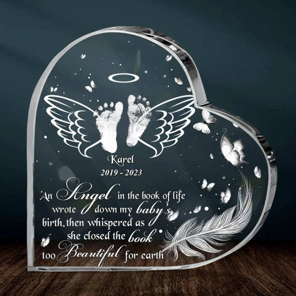 Personalized Baby In Heaven Acrylic Plaque - Memorial Gift Idea for Mother's Day/Father's Day - An Angel In The Book Of Life Wrote Down My Baby's Birth