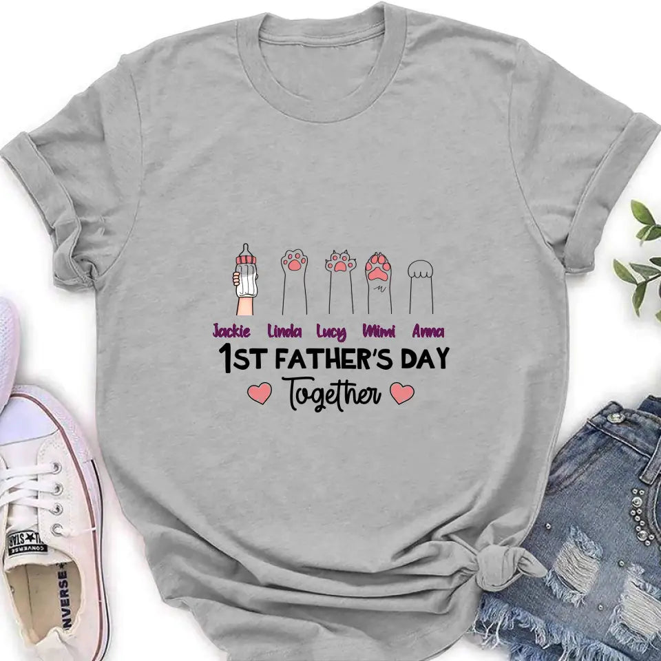 Personalized First Father's Day Shirt/Hoodie/Long sleeve/Sweatshirt - Gift Idea For Father's Day - Up to 5 Hands - 1st Father's Day Together