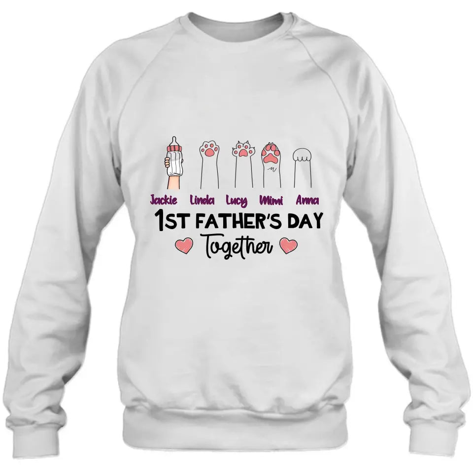 Personalized First Father's Day Shirt/Hoodie/Long sleeve/Sweatshirt - Gift Idea For Father's Day - Up to 5 Hands - 1st Father's Day Together