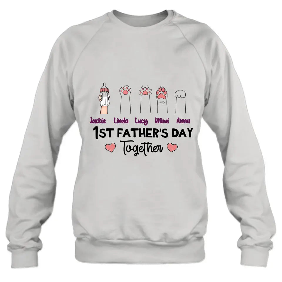 Personalized First Father's Day Shirt/Hoodie/Long sleeve/Sweatshirt - Gift Idea For Father's Day - Up to 5 Hands - 1st Father's Day Together