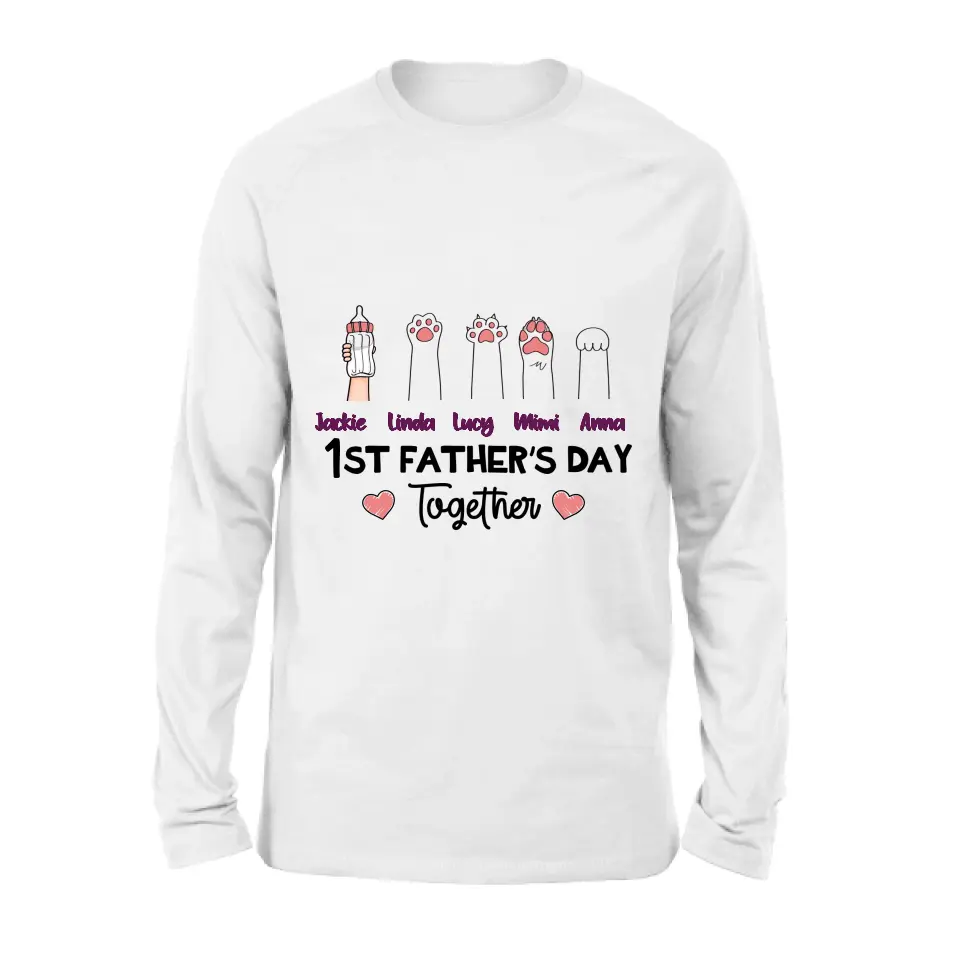 Personalized First Father's Day Shirt/Hoodie/Long sleeve/Sweatshirt - Gift Idea For Father's Day - Up to 5 Hands - 1st Father's Day Together