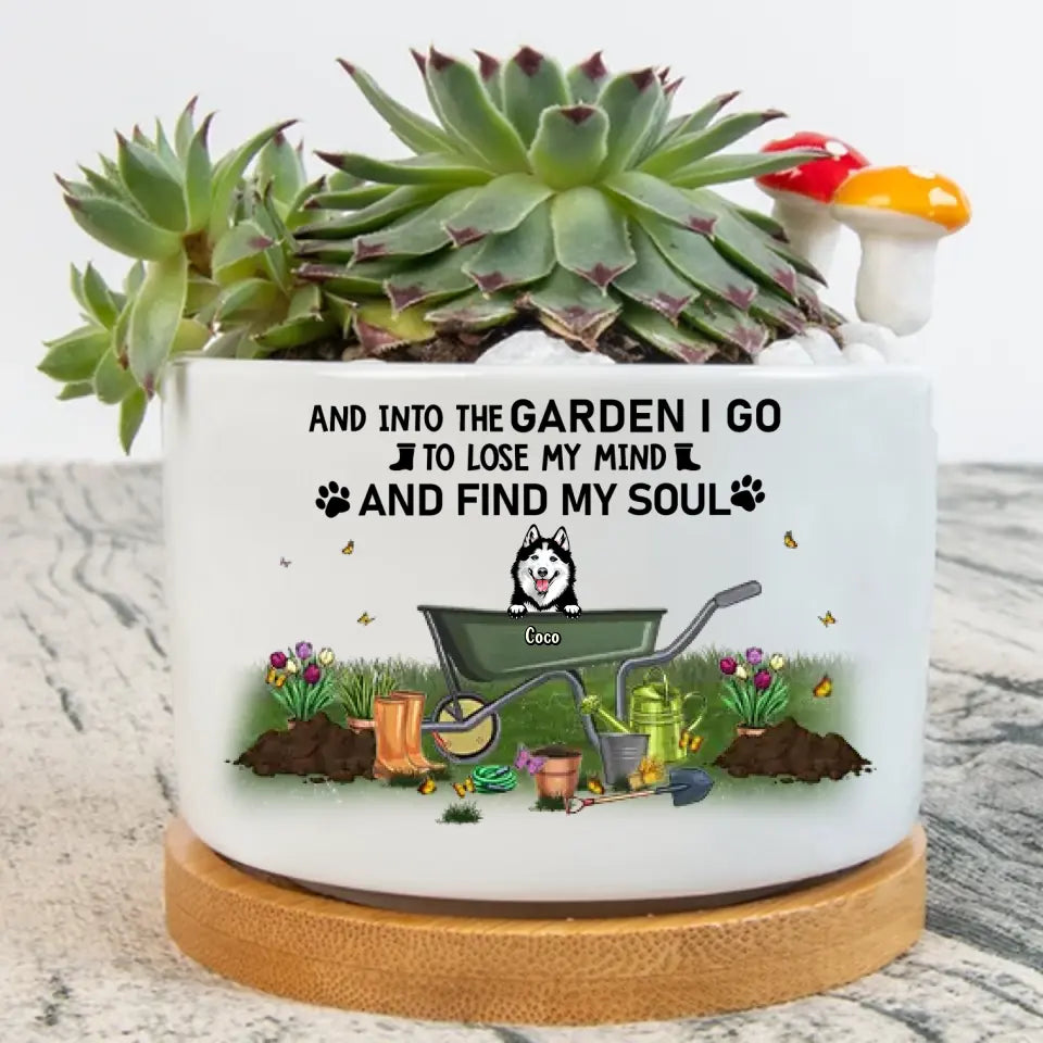 Personalized Dog Cat Plant Pot - Gift Idea For Dog/Cat/Garden Lover - Up to 4 Pets - And Into The Garden I Go To Lose My Mind And Find My Soul