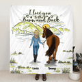 Personalized Horse Girl Quilt/Fleece Throw Blanket - Gift Idea For Horse Lovers - Up To 6 Horses - I Love You To The Barn And Back