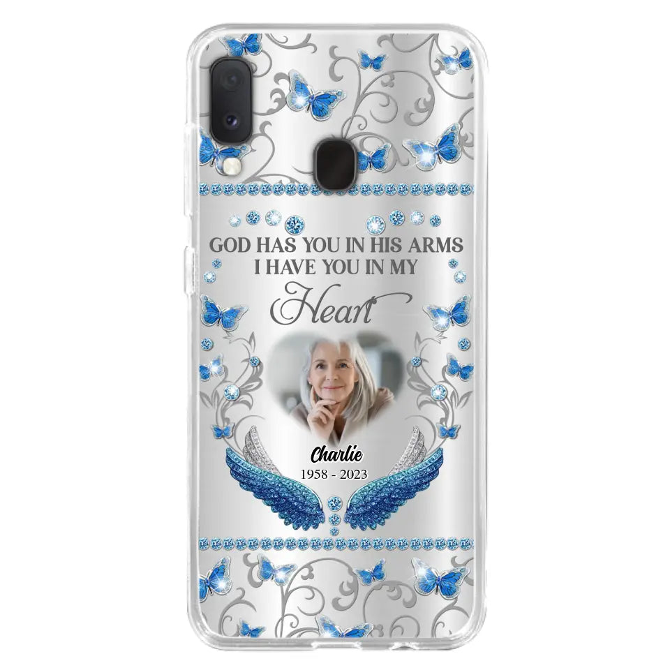 Custom Personalized Memorial Photo Phone Case - Memorial Gift Idea for Mother's Day/Father's Day - God Has You In His Arms I Have You In My Heart - Cases For iPhone/Samsung