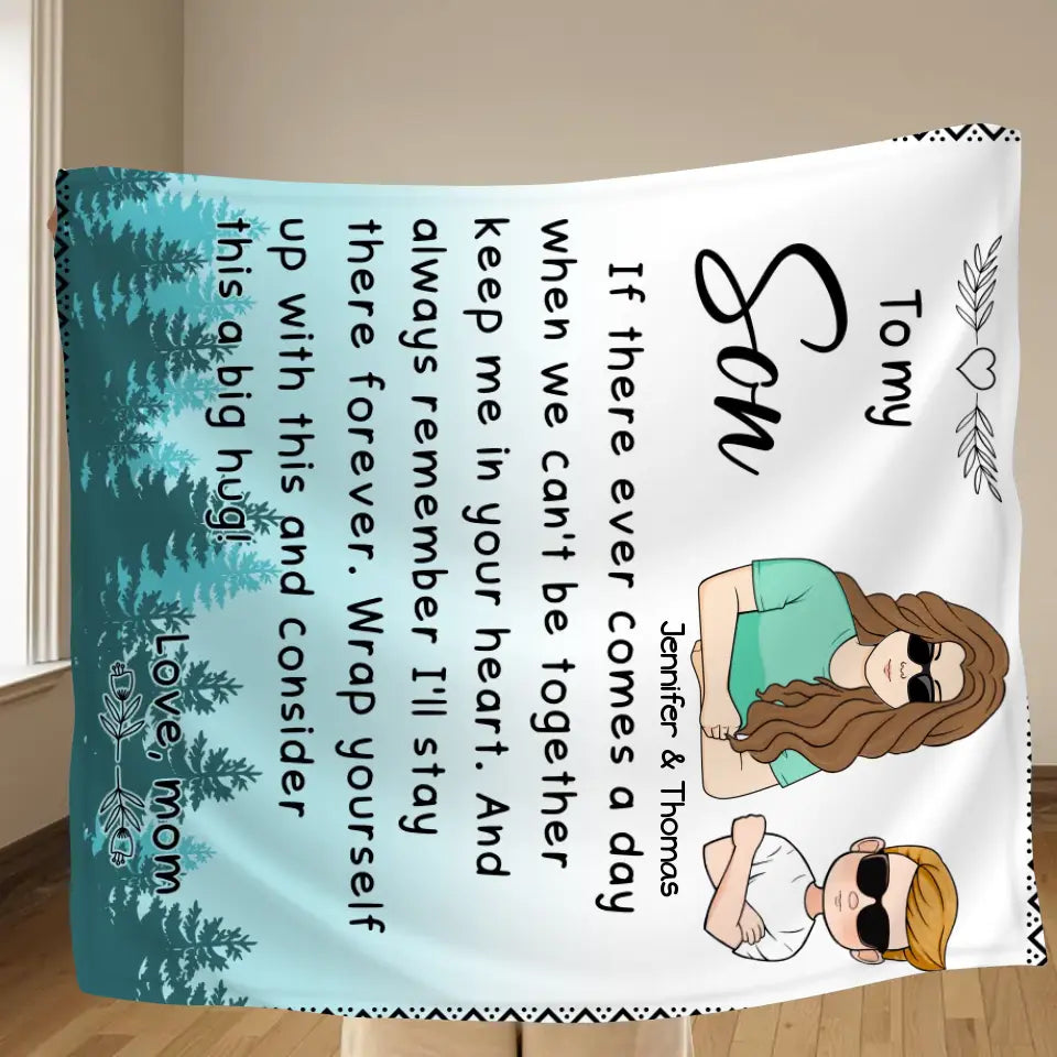 Personalized To My Son/ Daughter Fleece Throw Blanket/Quilt - Gift Idea From Mom To Kid - Always Remember I'll Stay There Forever