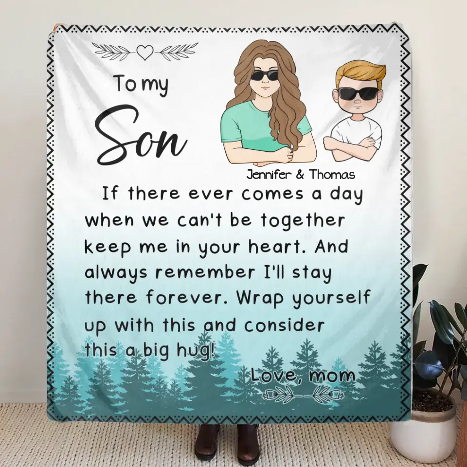 Personalized To My Son/ Daughter Fleece Throw Blanket/Quilt - Gift Idea From Mom To Kid - Always Remember I'll Stay There Forever