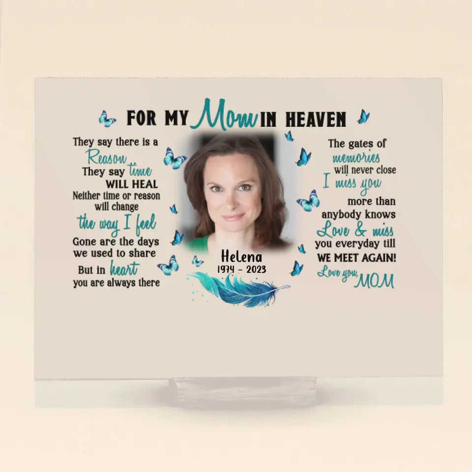 Personalized Memorial Photo Horizontal Acrylic Plaque - Memorial Gift Idea For Mother's Day - I Miss You More Than Anybody Knows