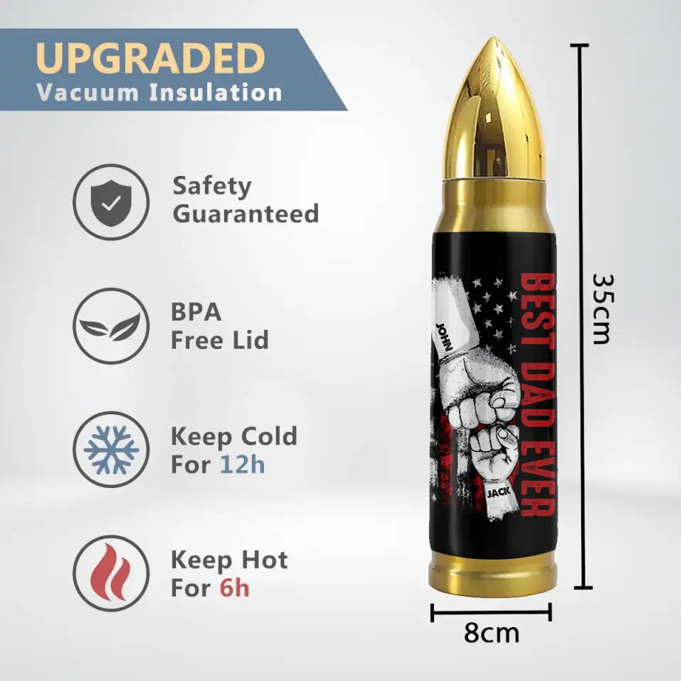 Personalized Dad Bullet Tumbler - Up to 5 Children - Gift Idea For Father's Day - Best Dad Ever