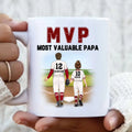 Personalized Baseball Dad Coffee Mug - Up to 3 Kids - Gift Idea For Father's Day/Father/Son/Daughter - MVP Most Valuable Papa