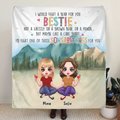 Personalized Besties Fleece Throw Blanket/Quilt - Up to 5 Girls - Gift Idea For Besties/Friends/Sisters - I Would Fight A Bear For You Bestie