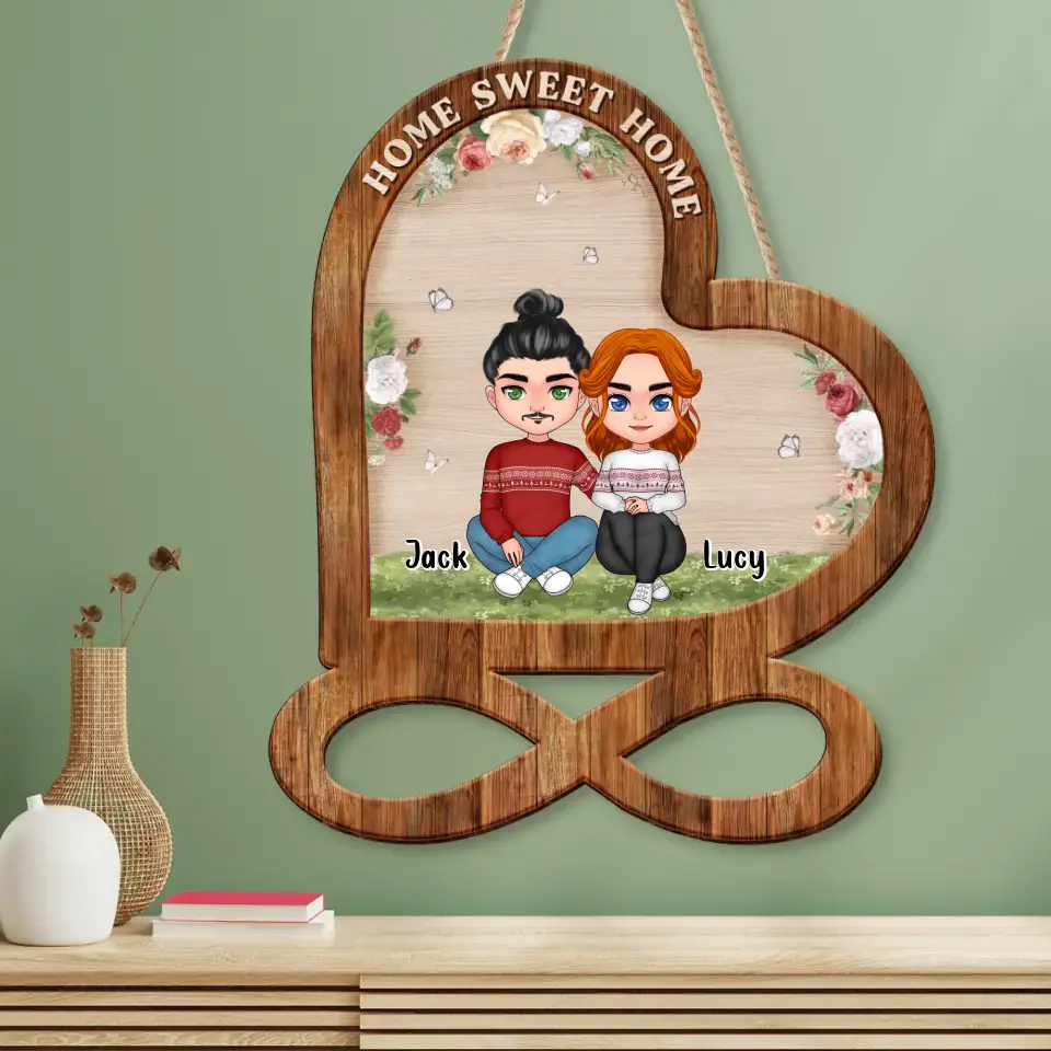 Personalized Couple Wooden Sign - Christmas/Birthday/Anniversary Gift Idea For Couple - Home Sweet Home