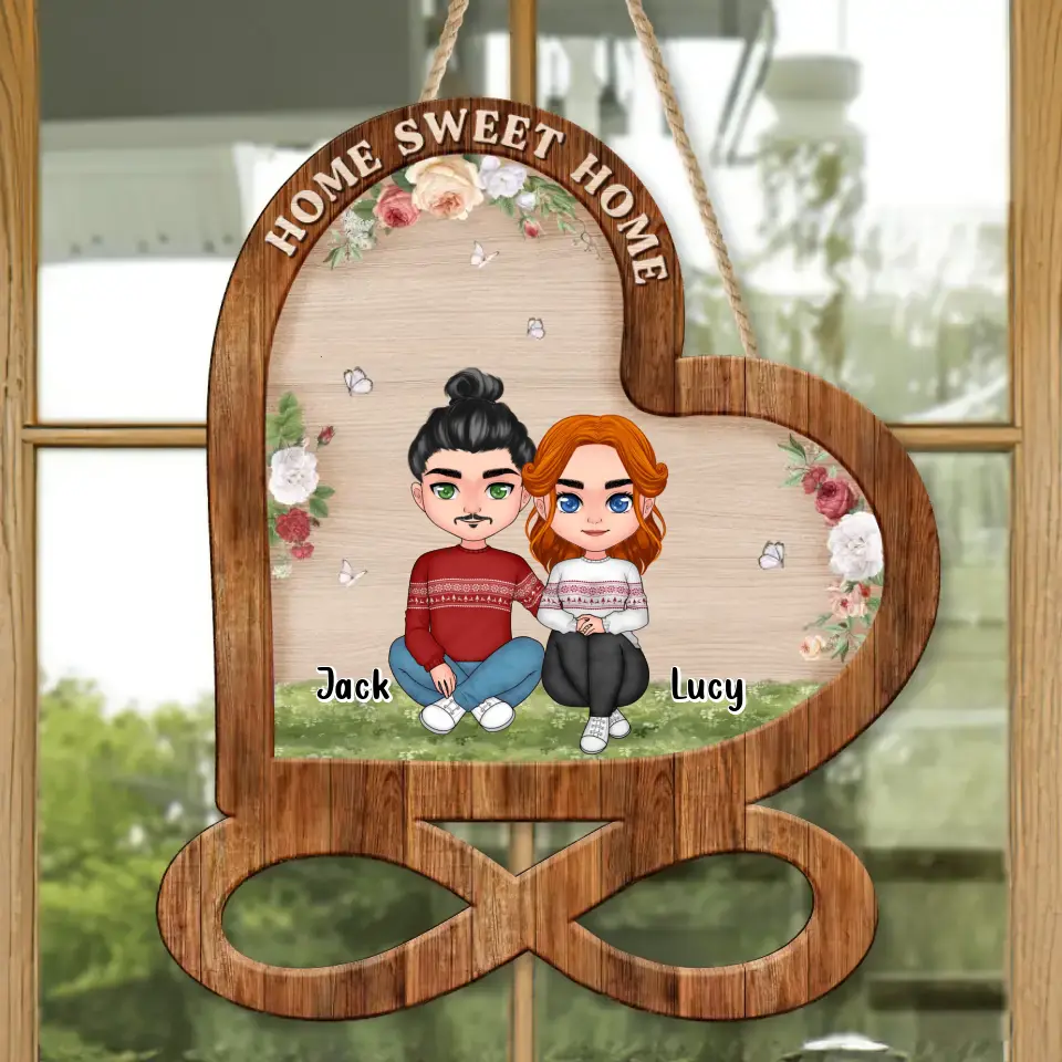 Personalized Couple Wooden Sign - Christmas/Birthday/Anniversary Gift Idea For Couple - Home Sweet Home