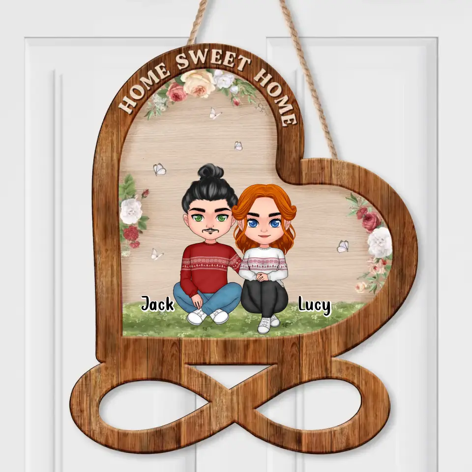 Personalized Couple Wooden Sign - Christmas/Birthday/Anniversary Gift Idea For Couple - Home Sweet Home
