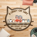 Personalized Crazy Cat Lady Area Rug - Gift For Couple/Cat Lovers with up 6 Cats - A Crazy Cat Lady and A Grumpy Old Man Live Here