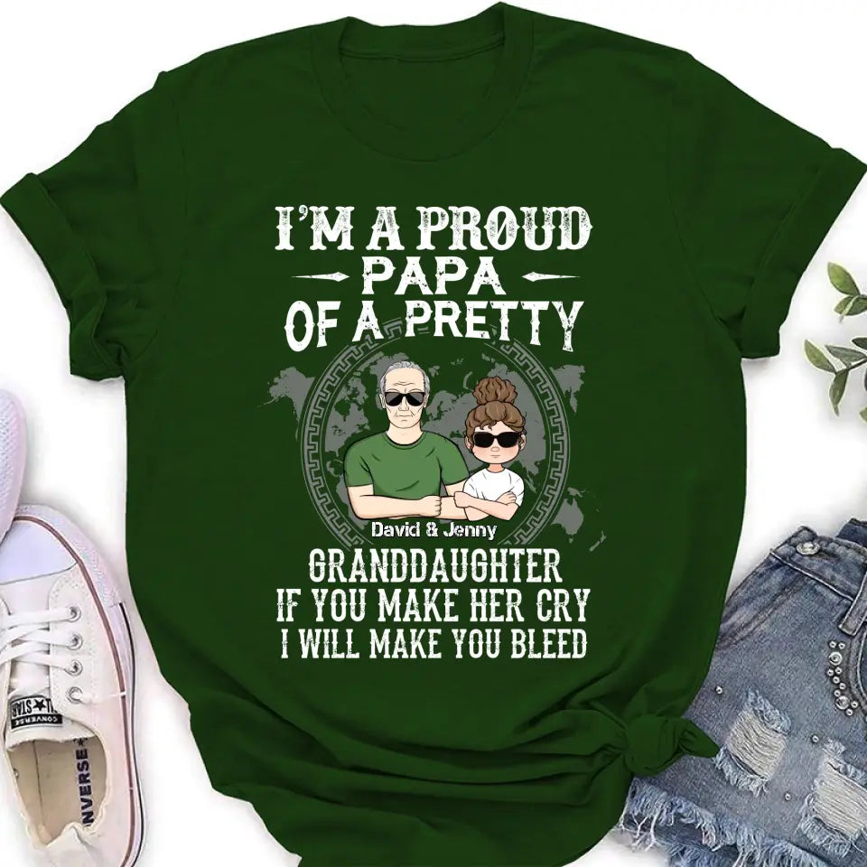 Personalized Grandpa Shirt/Hoodie - Father's Day Gift Idea for Grandpa - I'm A Proud Papa Of A Pretty Granddaughter