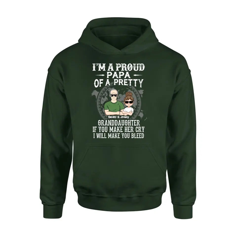 Personalized Grandpa Shirt/Hoodie - Father's Day Gift Idea for Grandpa - I'm A Proud Papa Of A Pretty Granddaughter