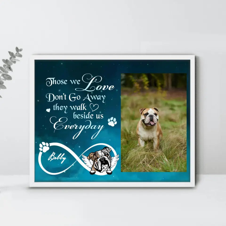 Personalized Memorial Photo Unframed 
 Poster - Memorial Gift Idea for Dog/Cat Owners - Those We Love Don't Go Away They Walk Beside Us Everyday