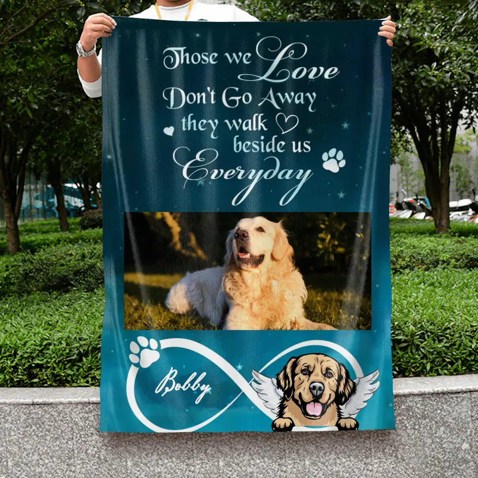 Personalized Memorial Photo Flag Sign - Memorial Gift Idea for Dog/Cat Owners - Those We Love Don't Go Away They Walk Beside Us Everyday