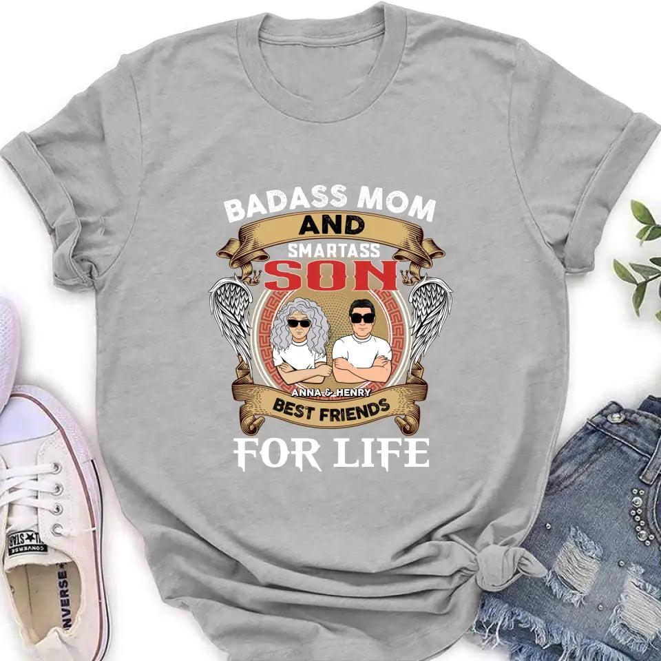 Personalized Mother And Son T-shirt/Long Sleeve/Sweatshirt/Hoodie - Gift Idea For Mother's Day - Badass Mom And Smartass Son Best Friends For Life