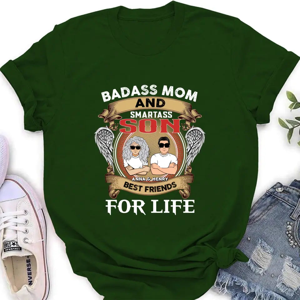 Personalized Mother And Son T-shirt/Long Sleeve/Sweatshirt/Hoodie - Gift Idea For Mother's Day - Badass Mom And Smartass Son Best Friends For Life