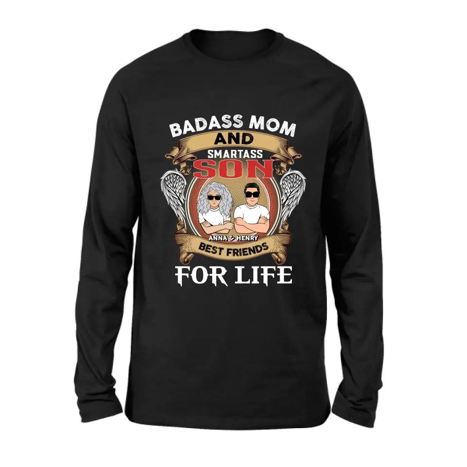 Personalized Mother And Son T-shirt/Long Sleeve/Sweatshirt/Hoodie - Gift Idea For Mother's Day - Badass Mom And Smartass Son Best Friends For Life