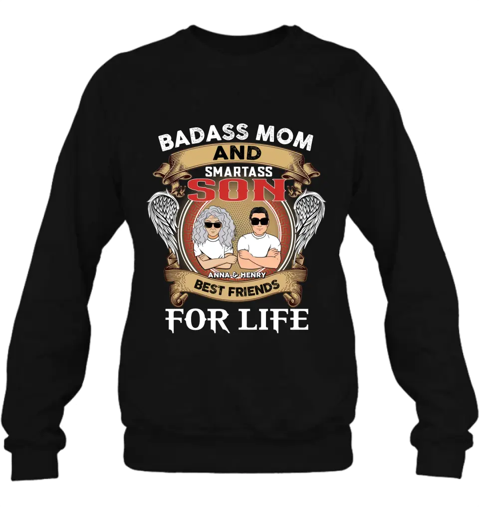 Personalized Mother And Son T-shirt/Long Sleeve/Sweatshirt/Hoodie - Gift Idea For Mother's Day - Badass Mom And Smartass Son Best Friends For Life