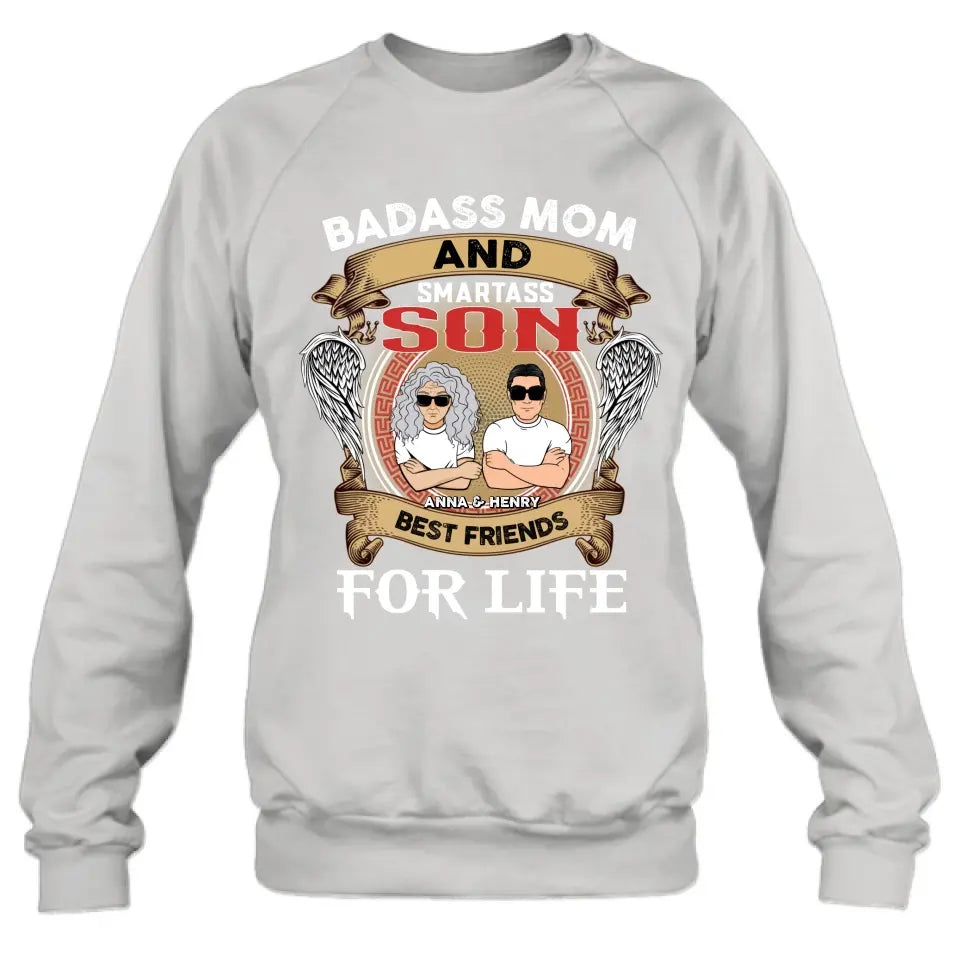 Personalized Mother And Son T-shirt/Long Sleeve/Sweatshirt/Hoodie - Gift Idea For Mother's Day - Badass Mom And Smartass Son Best Friends For Life