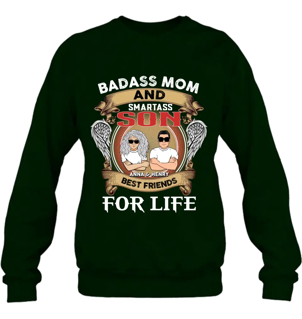 Personalized Mother And Son T-shirt/Long Sleeve/Sweatshirt/Hoodie - Gift Idea For Mother's Day - Badass Mom And Smartass Son Best Friends For Life