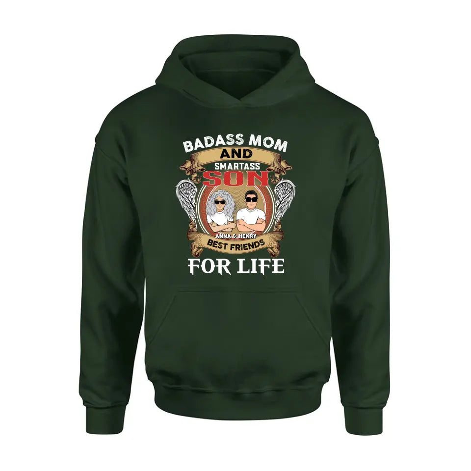 Personalized Mother And Son T-shirt/Long Sleeve/Sweatshirt/Hoodie - Gift Idea For Mother's Day - Badass Mom And Smartass Son Best Friends For Life