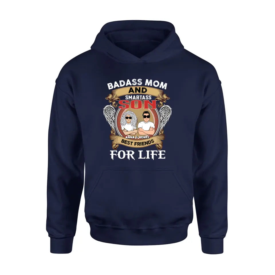 Personalized Mother And Son T-shirt/Long Sleeve/Sweatshirt/Hoodie - Gift Idea For Mother's Day - Badass Mom And Smartass Son Best Friends For Life