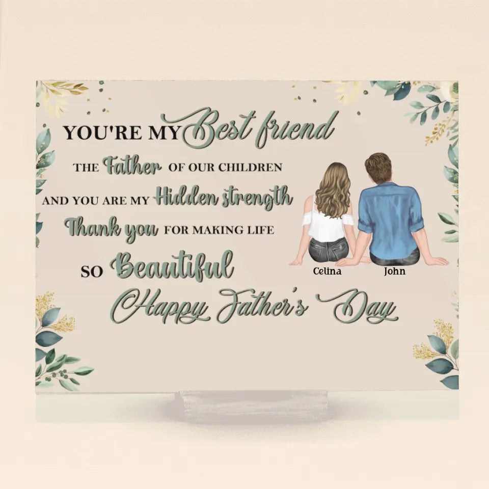 Personalized Happy Father's Day Acrylic Plaque - Father's Day Gift Idea For Husband From Wife - Thank You For Making Life So Beautiful