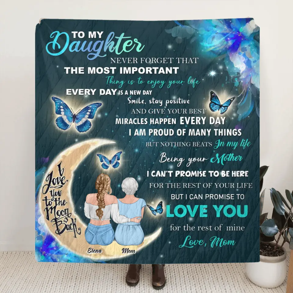 Personalized To My Daughter Fleece Throw Blanket/Quilt - Gift Idea For Daughter From Mom/Mother's Day - Love You For The Rest Of Mine