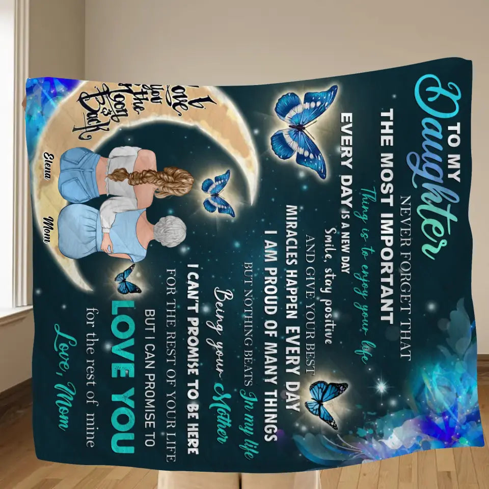 Personalized To My Daughter Fleece Throw Blanket/Quilt - Gift Idea For Daughter From Mom/Mother's Day - Love You For The Rest Of Mine