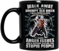 Custom Personalized Biker Coffee Mug - Father's Day Gift Idea For Biker - Walk Away I Am A Grumpy Old Biker