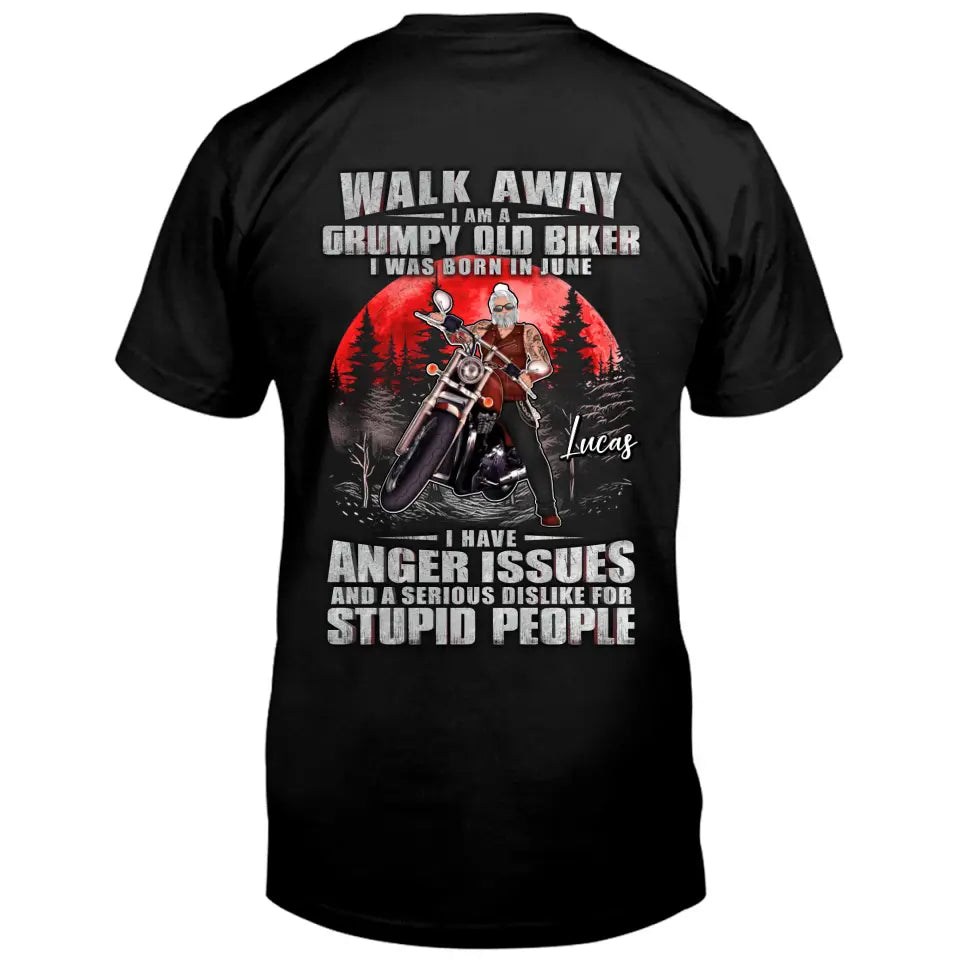 Personalized Biker Shirt/Hoodie - Father's Day Gift Idea For Biker - Walk Away I Am A Grumpy Old Biker