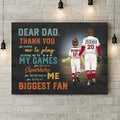 Personalized Baseball Dad Horizontal Canvas - Up to 2 Children - Father's Day Gift Idea for Baseball Lovers - Dear Dad Thank You For Teaching Me To Play