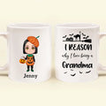 Personalized Halloween Kids Mug - Up to 10 Kids - Halloween Gift Idea For Grandma/Granpa - Reason Why I Love Being A Grandma