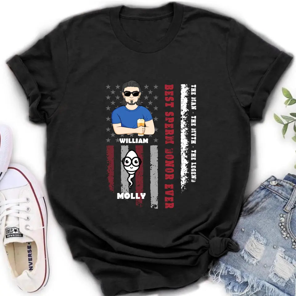 Personalized Sperms Shirt/Hoodie/Long sleeve/Sweatshirt - Gift Idea For Father's Day - Up to 6 Sperms - Best Sperm Donor Ever The Man The Myth The Legend