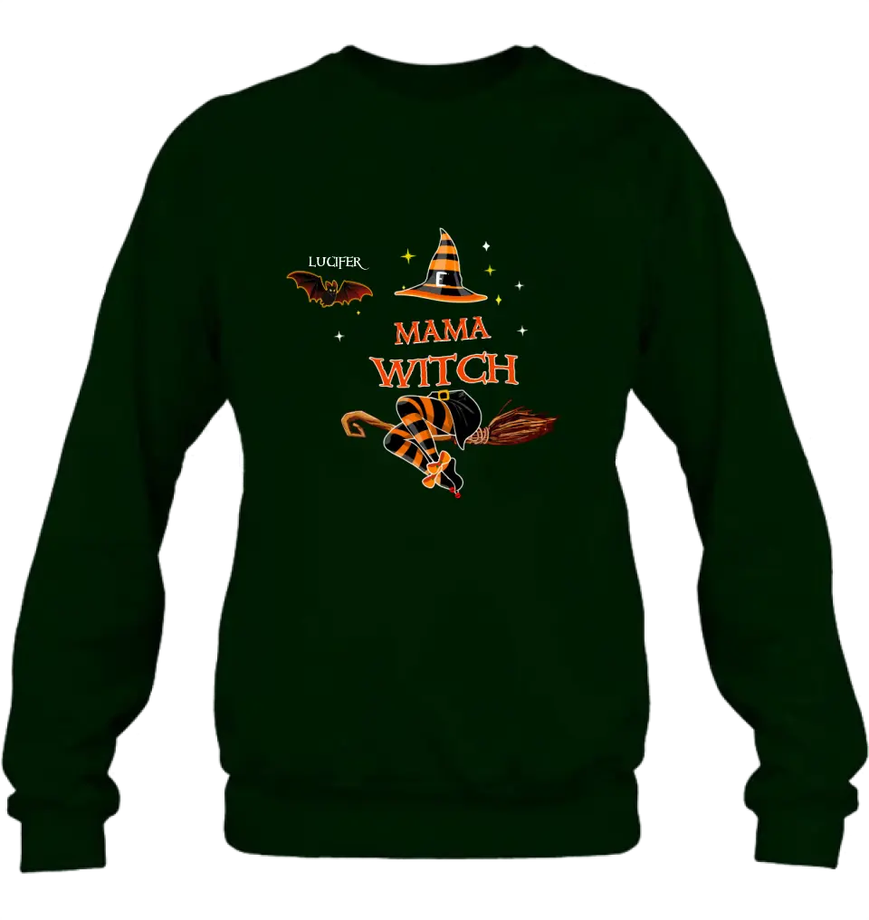 Personalized Halloween Bat T-shirt/Hoodie/Sweatshirt/Long Sleeve - Up to 6 Bats - Best Gift For Halloween Day, Mother/Grandmother - Mama Witch - 80H9EN