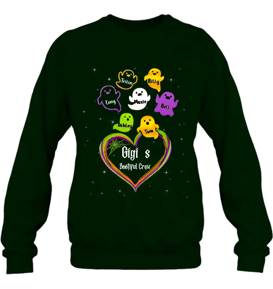Personalized Gigi's Bootiful Crew T-shirt/Sleeve/Sweatshirt/Hoodie - Halloween gift for Grandma - Up to 7 Grandkids