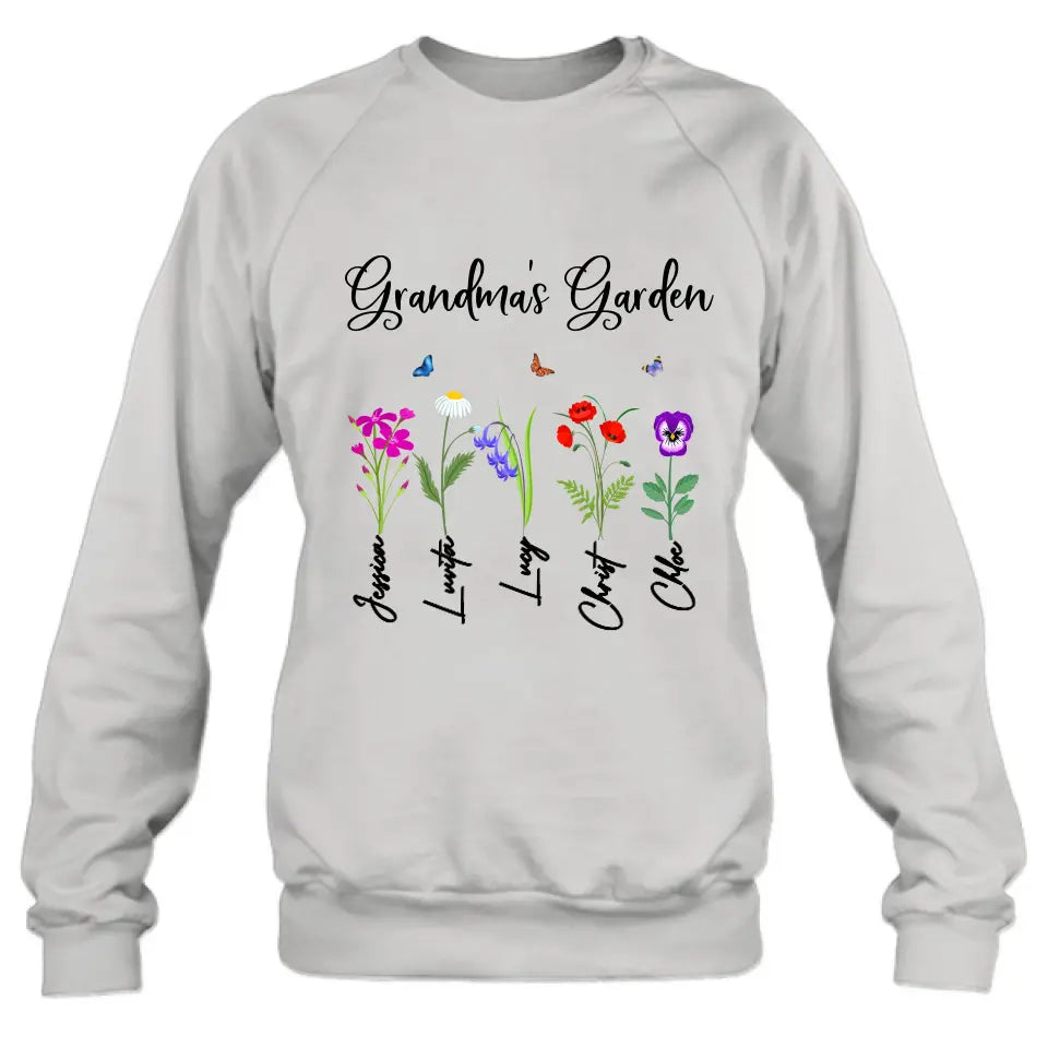 Personalized Grandma's Garden Shirt/Long sleeve/Sweatshirt/Hoodie - Gift Idea For Grandma/Mother's Day - Up to 5 Flowers - Grandma's Garden