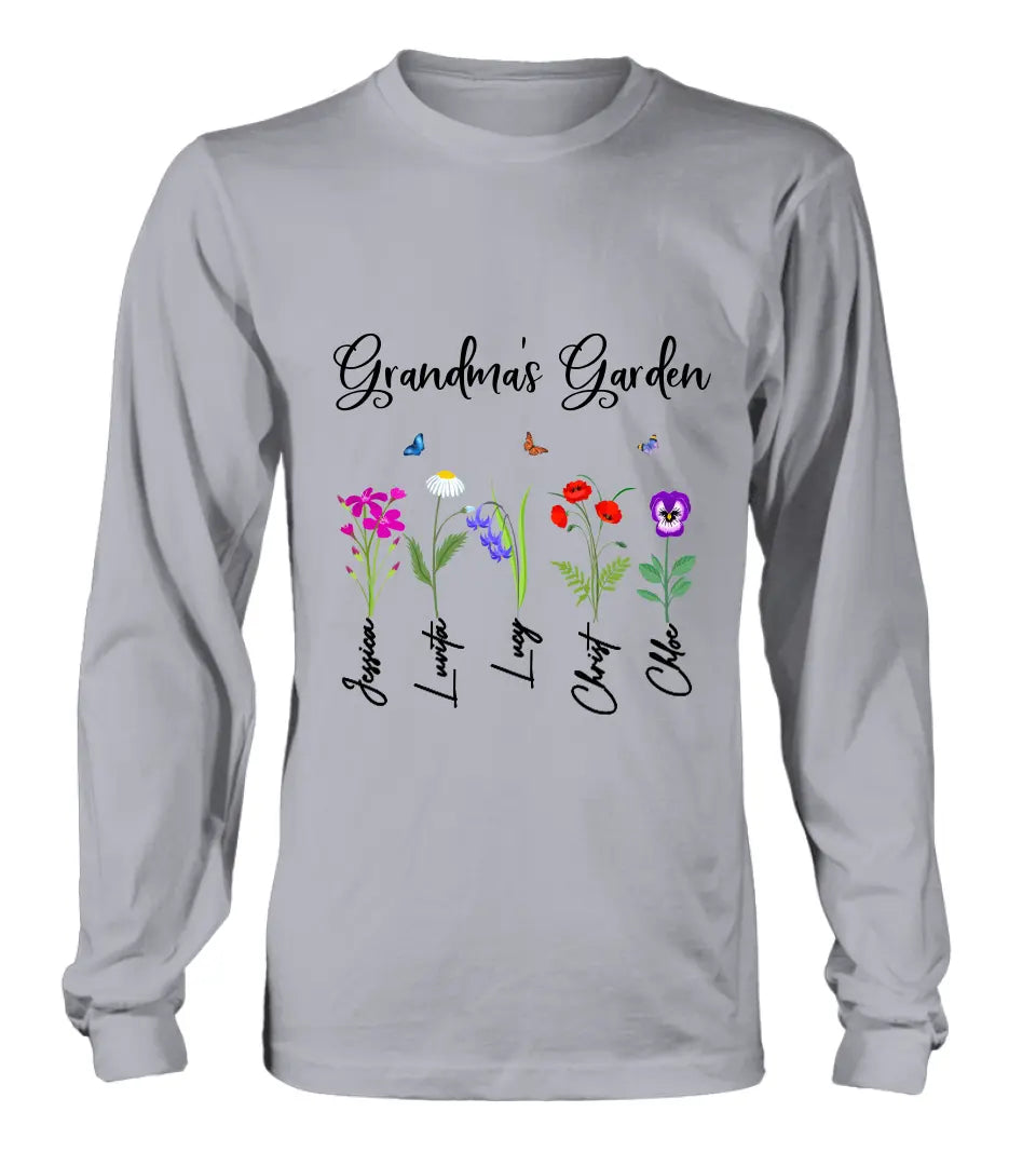 Personalized Grandma's Garden Shirt/Long sleeve/Sweatshirt/Hoodie - Gift Idea For Grandma/Mother's Day - Up to 5 Flowers - Grandma's Garden