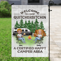 Personalized Camping Flag - Up to 7 People - Gift Idea for Camping Lovers - Welcome To Camp Quitcherbitchin