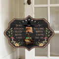 Personalized Witch Wooden Sign - In My Kitchen Filled With Care I Welcome Water Earth Fire Air - Halloween Gift Idea For Friends/Sisters/Wiccan Decor/Pagan Decor