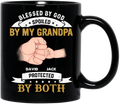 Personalized Grandkids Coffee Mug - Up to 5 Kids - Gift Idea For Grandma/Grandpa - Blessed By God Spoiled By My Grandpa Protected By Both