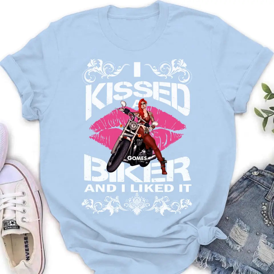 Personalized Biker Shirt/Hoodie - Gift Idea For Biker/Motorcycle Lovers - I Kissed A Biker And I Liked It