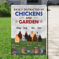 Personalized Chickens Flag Sign - Up to 9 Chickens - Gift Idea For Independence Day/Chicken Lovers - Easily Distracted By Chickens & Garden