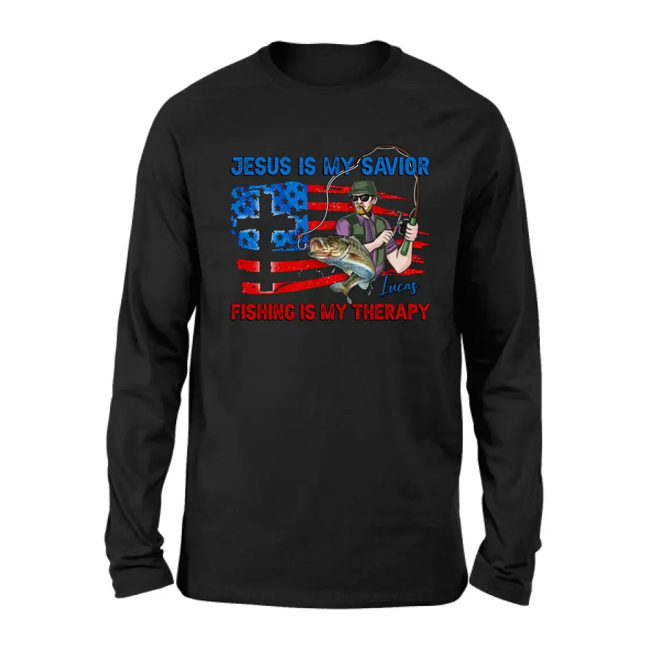 Personalized Fishing Shirt/Hoodie - Gift Idea For Fishing Lovers - Jesus Is My Savior Fishing Is My Therapy